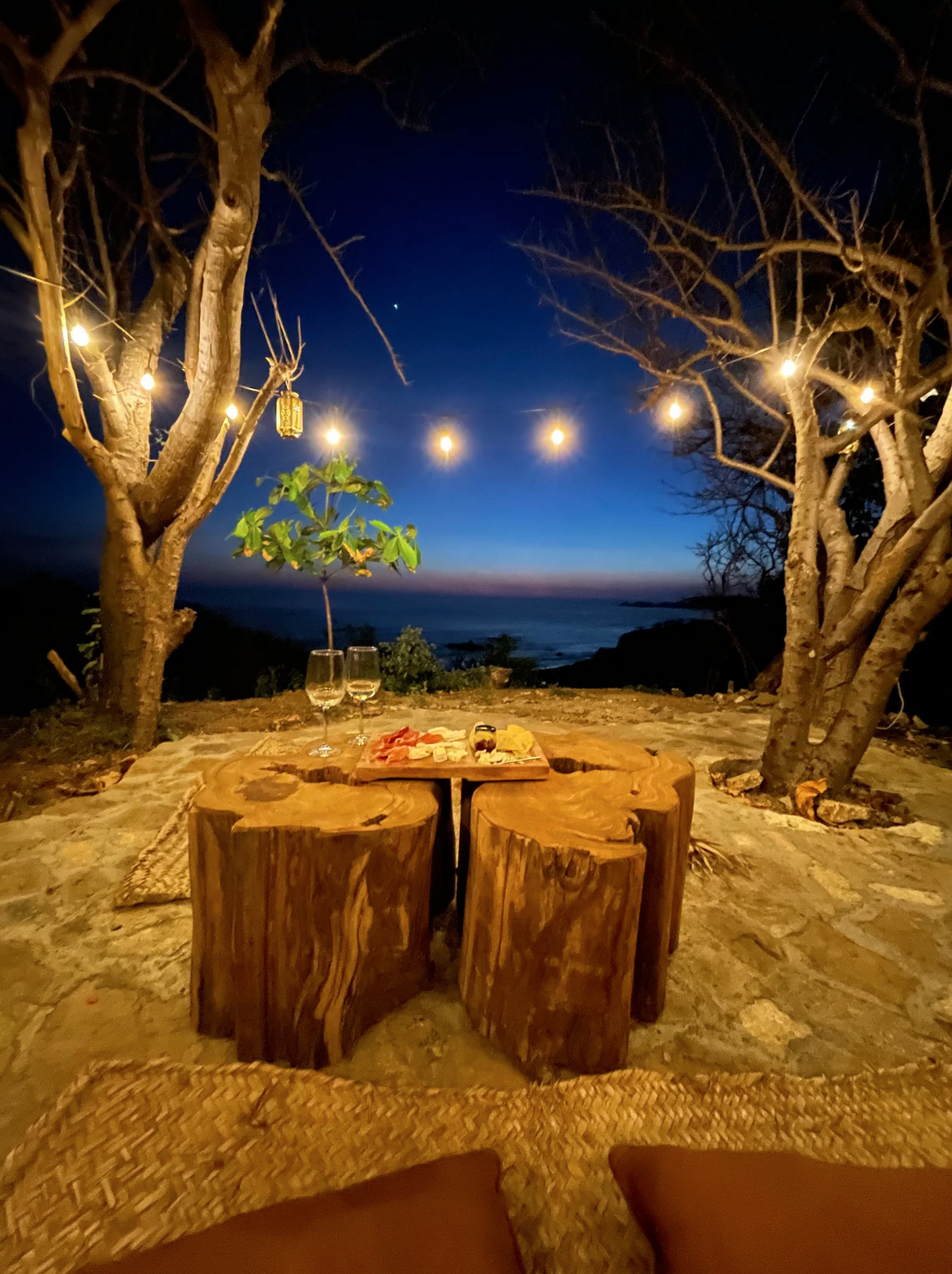 outdoor living room at night