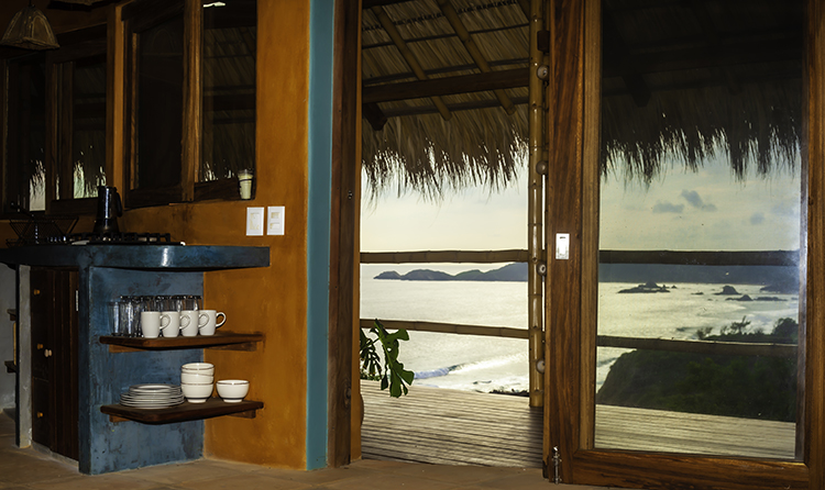 kitchen with sea view