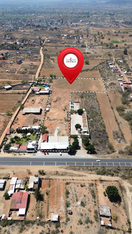 aerial view of 2.14 hectare private property with restaurant and parking