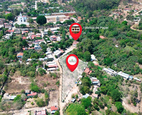 land for sale terreno en venta san agustin etla oaxaca aerial view with fabrica de papel Toledo workshop