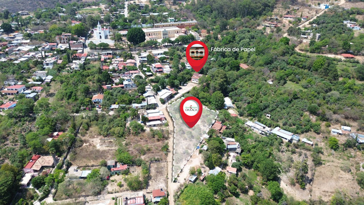 arial view showing land in San Augustin Etla near Fabrica de papel de Toledo terreno en venta propeidad