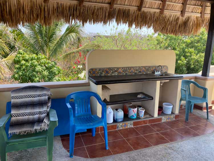 palapa and outdoor kitchen at beach house for sale