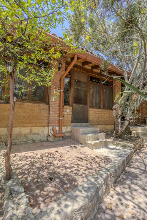 exterior of adobe house