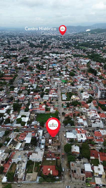 aerial photograph showing Oaxaca Mexico condos for sale distance to el centro Oaxaca City