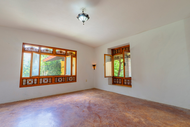 living room with colonial windows