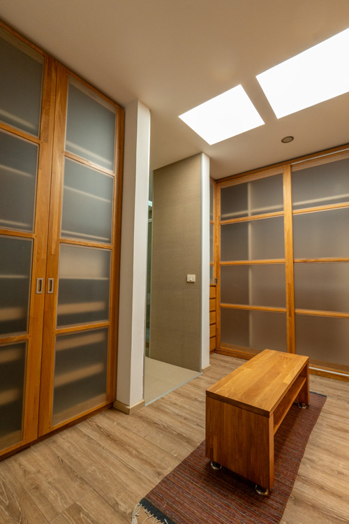 large wooden closets in spacious house