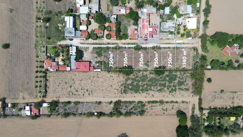 Land for sale in Tlalixtac terreno en venta aerial view with 6 lots for subdivision