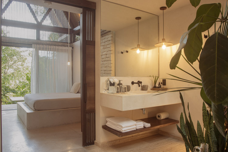 eco chic cabin in Tulum full bathroom on rental cabins